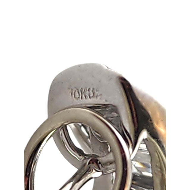 Metal Mid 20th Century 10k White Gold Diamond Crossover Hoop Earrings - 2 Pieces For Sale - Image 7 of 8