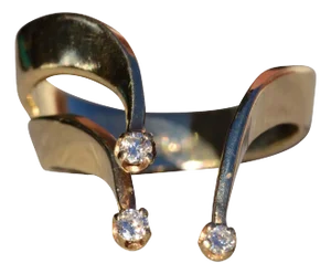 The Duluth: Ladies Mid Century Modern Open Cocktail Ring in 14K Gold