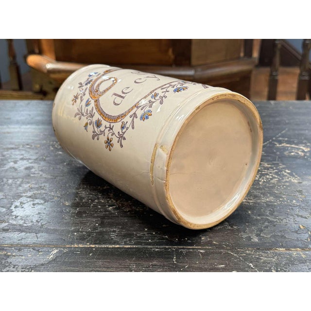 19th Century Earthenware Pharmacy Jar with Branches and Snakes For Sale - Image 6 of 9