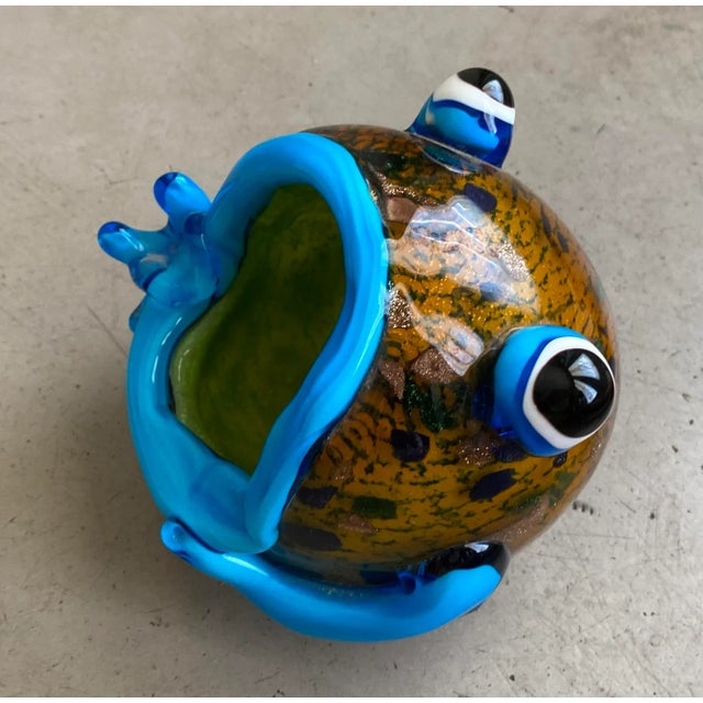 Vintage Italian Murano Glass Frog Dish With Gold Flecks For Sale - Image 4 of 8