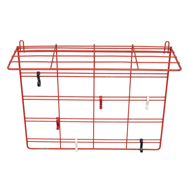 Dutch Red Metal Wire Hanging Coat Rack, 1960s For Sale - Image 4 of 7