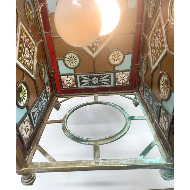 Brass Antique Aesthetic Period Light Fixture Pendant For Sale - Image 8 of 12