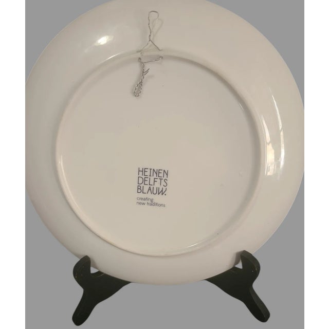 Ceramic Vintage Heinen Delfts Blaum Hummingbird Floral Platter Decorative Wall Plate For Sale - Image 7 of 8