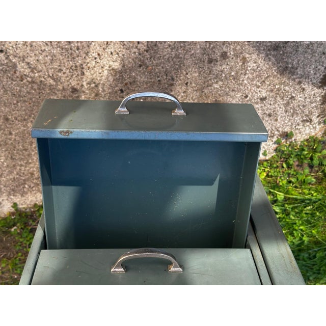 1950s Vintage Industrial Desk in Green Metal, 1950s For Sale - Image 5 of 18