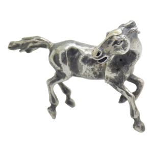 Vintage Italian Handmade Genuine Silver Horse in Full Gallop Detailed Solid Figurine