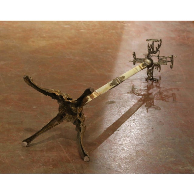 Brass Early 20th Century French Onyx and Patinated Brass Standing Hall Tree For Sale - Image 8 of 9