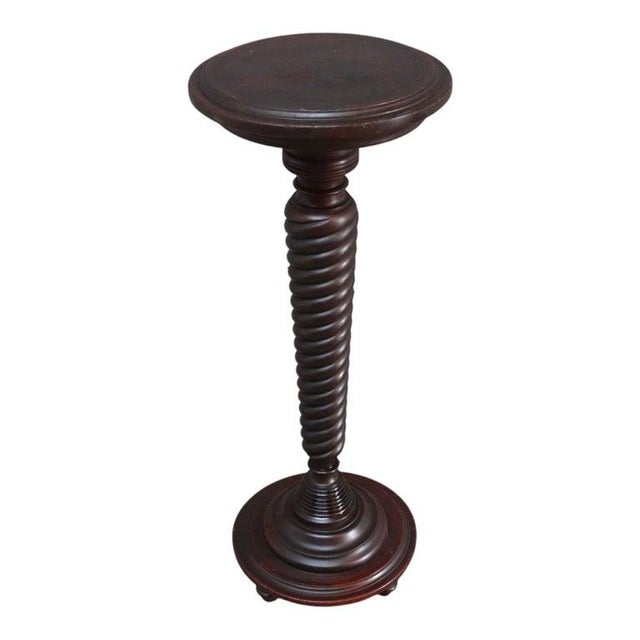 Rj Horner Carved Mahogany Twisted Column Sculpture Stand C1900 For Sale - Image 10 of 10