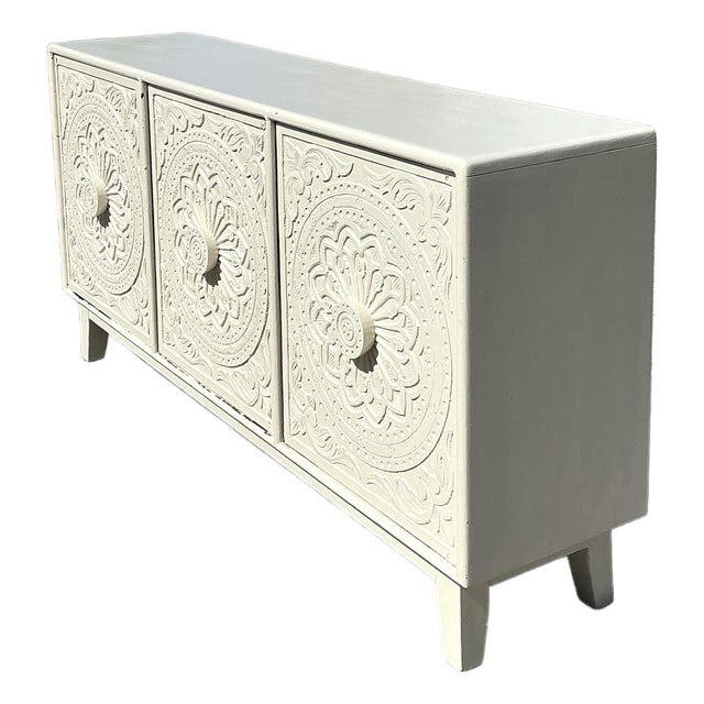 Vintage Hand Carved Credenza For Sale