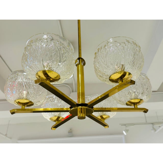 Swedish 1970s Mid Century Floral Glass Chandelier Pendant For Sale - Image 11 of 11