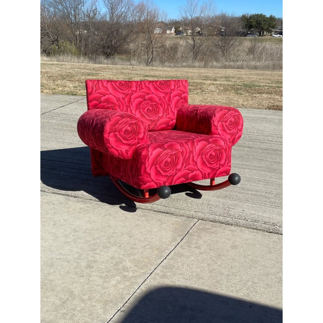 Postmodern Milo Baughman for Thayer Coggin Prisma Armchair Rocker Lounge, Memphis Era For Sale - Image 3 of 13