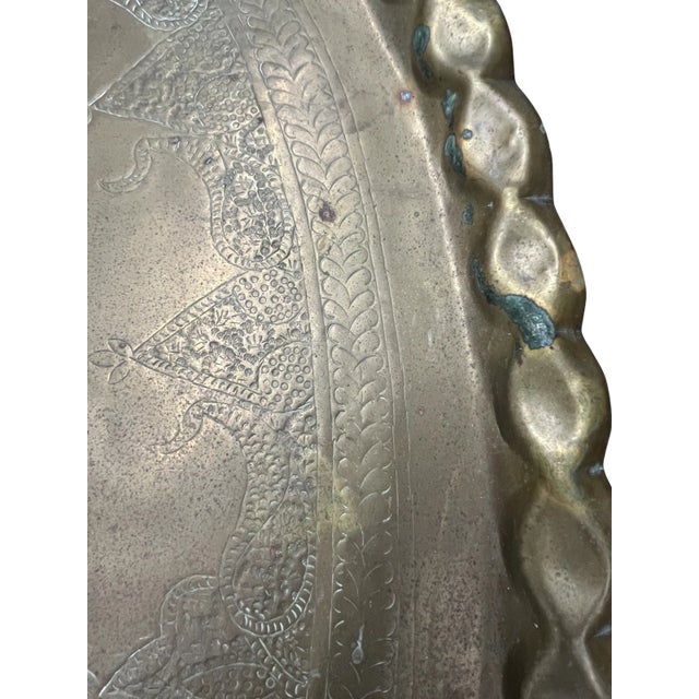 Mid-Century Moroccan Oval Brass Tray Table For Sale - Image 12 of 14