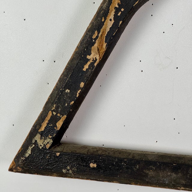 Black Vintage Architectural Salvage Wood Triangular Honeycomb Decorative Window Frame For Sale - Image 8 of 9