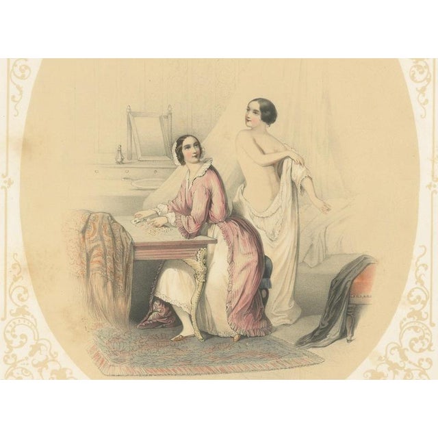 Gold Bülow, Set of Three Erotic Boudoir Lithographs, 1850, Lithograph For Sale - Image 8 of 13