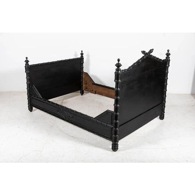 19th Century French Ebonised Faux Bamboo Bedroom Suite, Set of 4 For Sale - Image 10 of 13
