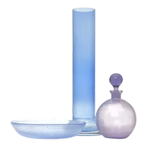 Mid-Century Cornflower Blue and Lavender Glass Vessel Curation - Group of 3