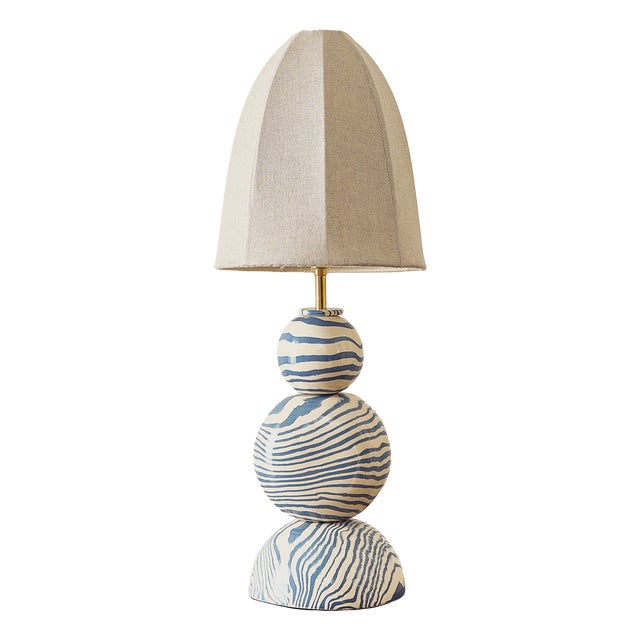 Edison Blue & White Marble Table Lamp by Henry Holland Studio For Sale