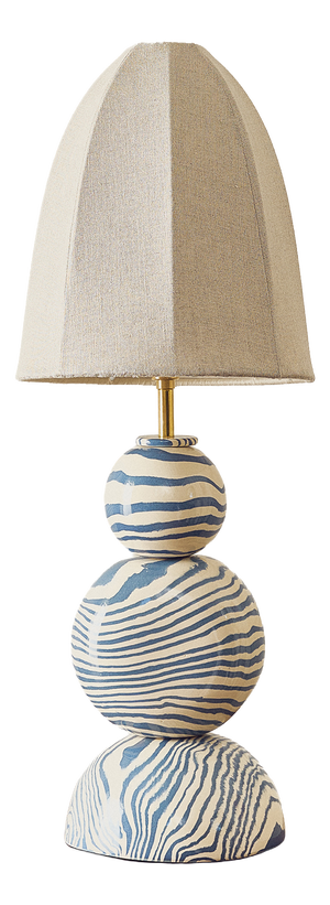 Edison Blue & White Marble Table Lamp by Henry Holland Studio