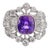 Contemporary Mid Century Amethyst Diamond Platinum Cocktail Ring, Size 4.75 For Sale - Image 3 of 6
