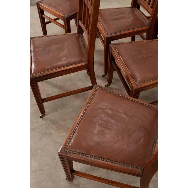 English Set of 8 Arts & Crafts Dining Chairs For Sale - Image 10 of 12