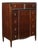 Art Deco Machine Age High Chest in Bookmatched Walnut, Black Lacquer & Chrome For Sale