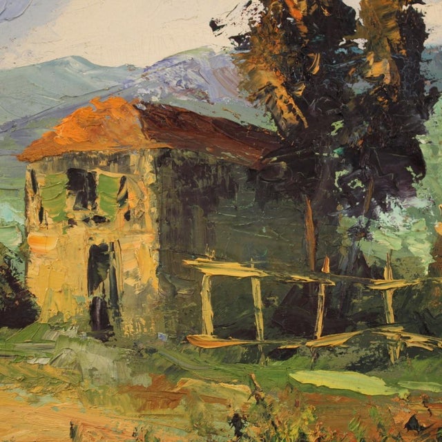 Italian Artist, Countryside Landscape, 1970, Oil on Canvas For Sale - Image 9 of 14