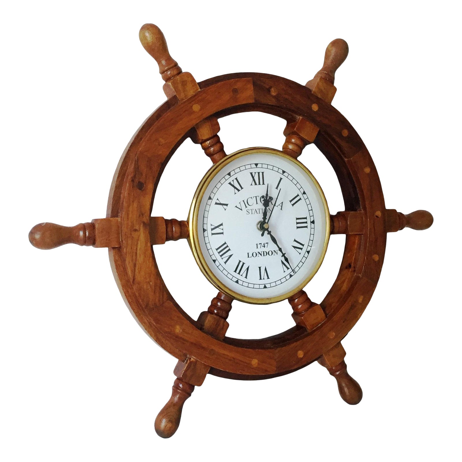 Ships Time Nautical Handcrafted Wooden Ship Wheel Clock Chairish