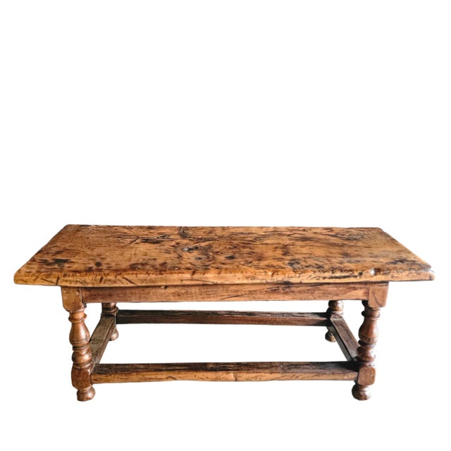 French Provincial 18th Century French Oak Hall Bench With Turned Legs For Sale - Image 3 of 6