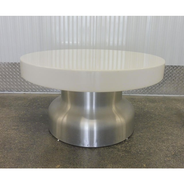 1970s Space Age Interior Lit Round Aluminum And Plastic Coffee Table Chairish