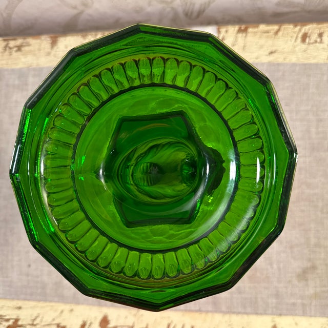Vintage Dolphin Green and Clear Glass Bowl For Sale - Image 10 of 11