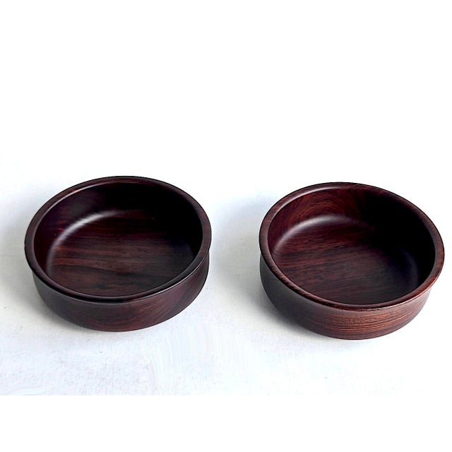 Mid-Century Modern Vintage Hand Turned Brazilian Rosewood Catchall/Trinket Bowls, a Pair For Sale - Image 3 of 10