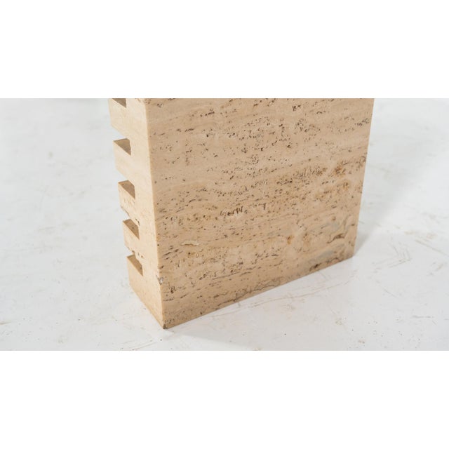 Stone Mid-Century Modern Coffee Table in Glass and Travertine, 1970s For Sale - Image 7 of 15