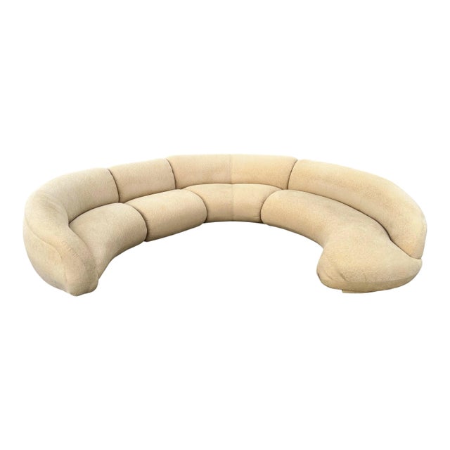 Incredible pair of two very rare sofas designed by Vladimir Kagan for Weiman. These pieces have a unique abstract curve,...