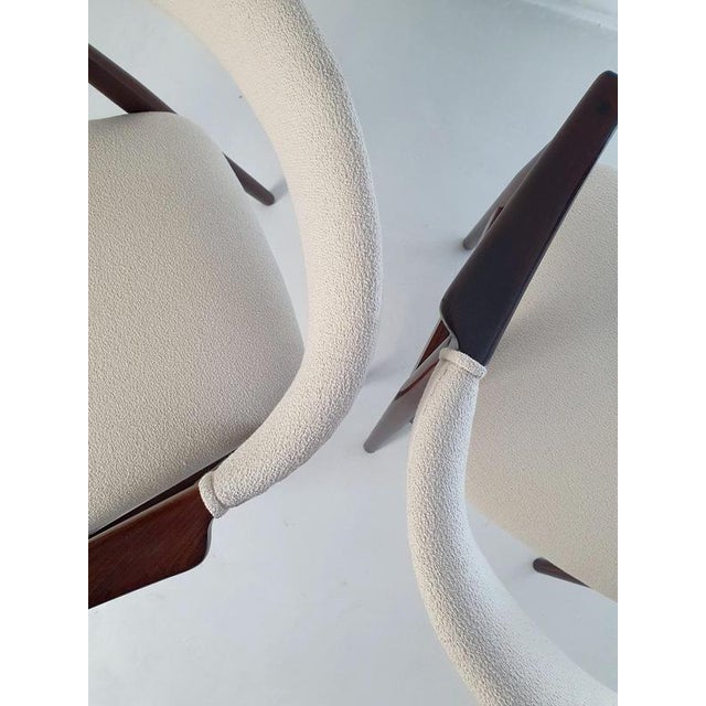 Mid-Century Modern Dining Chairs in Bouclé and Walnut attributed to Thomas Harlev, 1960s, Set of 2 For Sale - Image 9 of 11