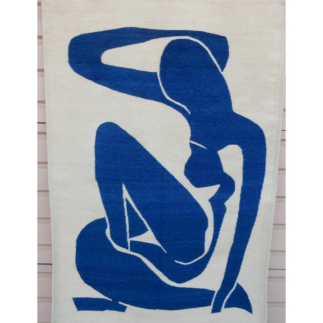 circa 1970's woven wool tapestry after Henri Matisse Nu Bleu. Large panel measuring 37" wide and 56" long. Tapestry is...