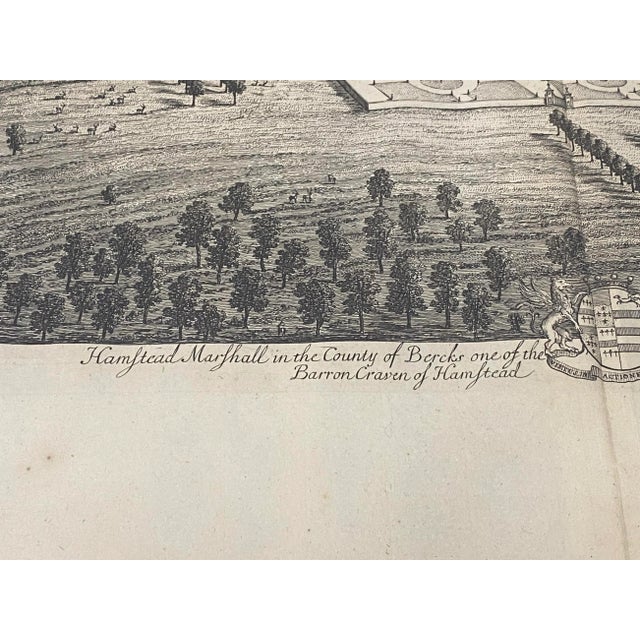 Early 18th Century Early 18th Century Engraving "Birdseye View of Grand Country House at Hamstead Marshall" C.1924 For Sale - Image 5 of 13