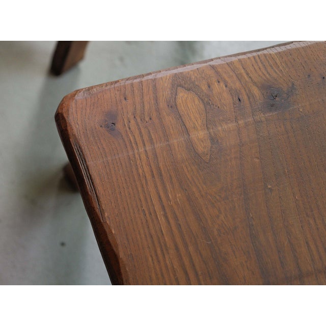 Brown Vintage Brutalist Handcrafted Chestnut Chairs, France, 1970, Set of 6 For Sale - Image 8 of 18