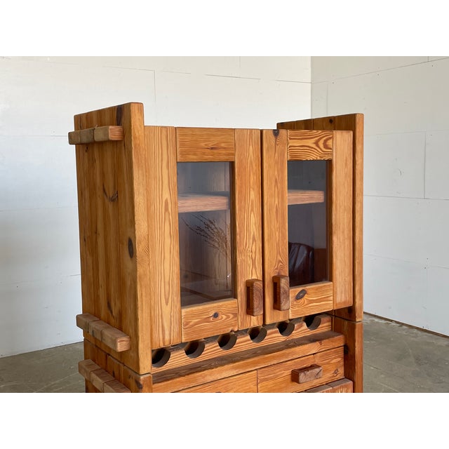 1970s Danish Christian IV Brutalist Pine Cabinet attributed to Hans Frydendal, 1970s For Sale - Image 5 of 16
