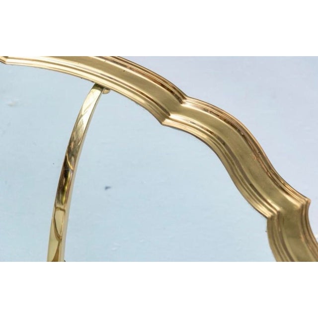 LaBarge Round Brass and Glass Coffee Table With Scalloped Edges. For Sale In Savannah - Image 6 of 9