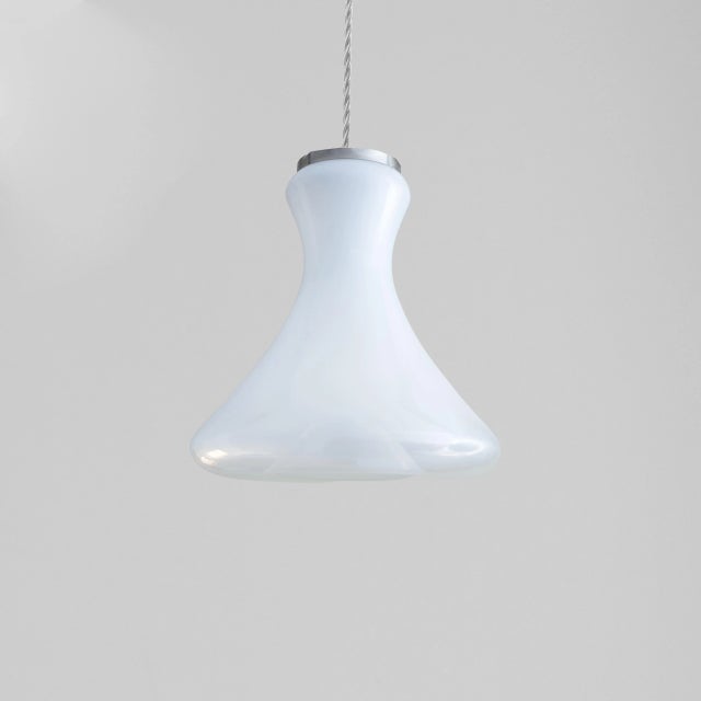 White and Blue Glass Chandelier in Glass from Vistosi, in Good conditions. Designed 1960 to 1969 I have official proof of...