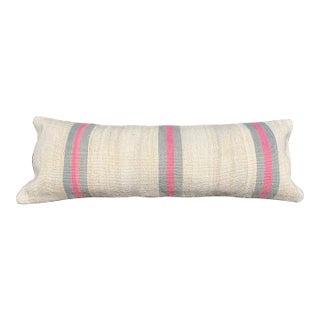 Turkish Hemp Pillow Cushion Natural Beige Gray Cushion Cover 14"x40" For Sale