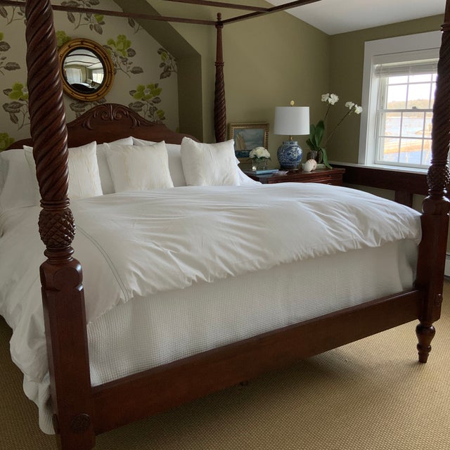 Ethan Allen British Classic Montego Canopy Solid Wood King Size Four Poster Bed Chairish