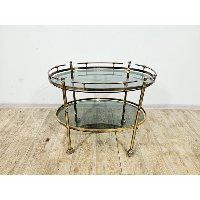1960s Vintage French Brass Serving Bar Cart, 1960s For Sale - Image 5 of 18
