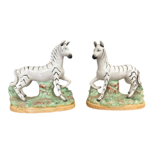 Vintage English Staffordshire Zebra Figures c.1930s -50s - A Pair