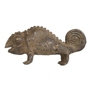 Vintage African Bronze Chameleon For Sale
