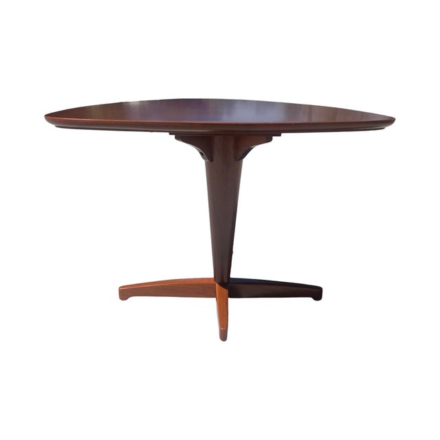 Tomlinson Vintage Mid Century Modern 1960s Walnut Triangle Center Accent Table Restored Attributed to Tomlinson For Sale - Image 4 of 7