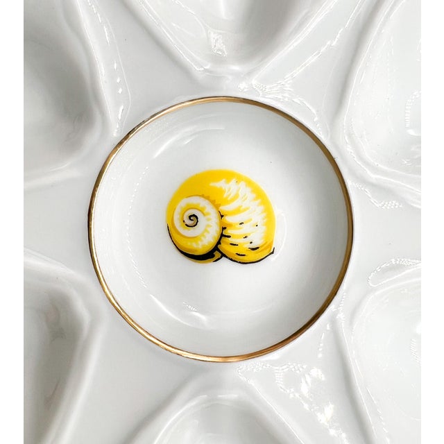 Limoges, France Vintage Limoges Jammet-Seignolles Oyster Plate With Seafood Motifs — French Coastal / Nautical / Traditional For Sale - Image 4 of 9