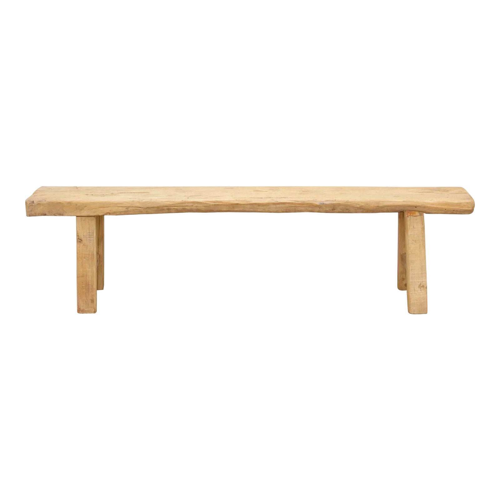 Fossilized Wood Long Primitive Bench | Chairish