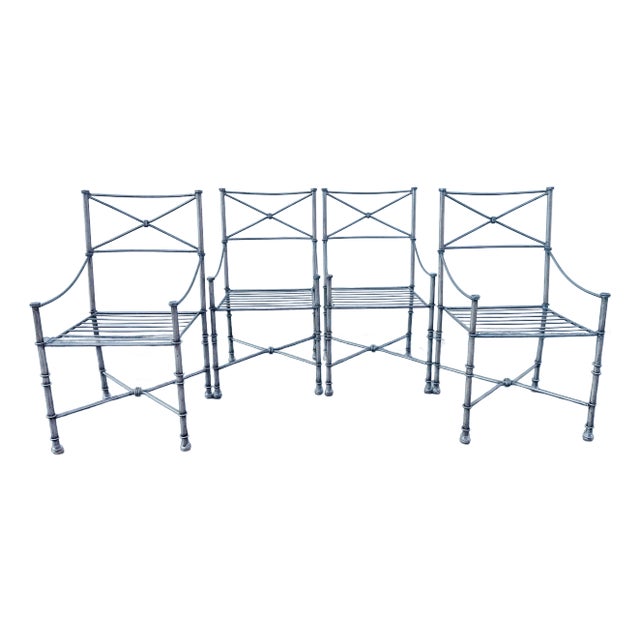 Late 20th Century Giacometti Style Arm Dining Chairs - Set of 4 For Sale