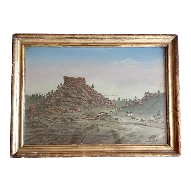 19th Century Folk Art American West Colorado Landscape Oil Painting For Sale