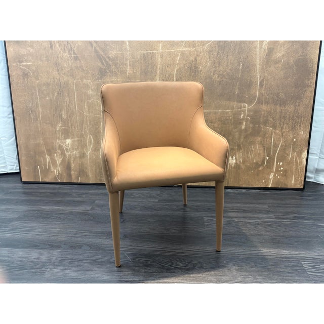 Rh Nicola Slope Leather Dining Armchair — Vegan Leather | Cocoa For Sale - Image 18 of 18